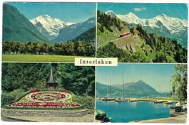 Alte AK Interlaken mit vier Motiven, 1962