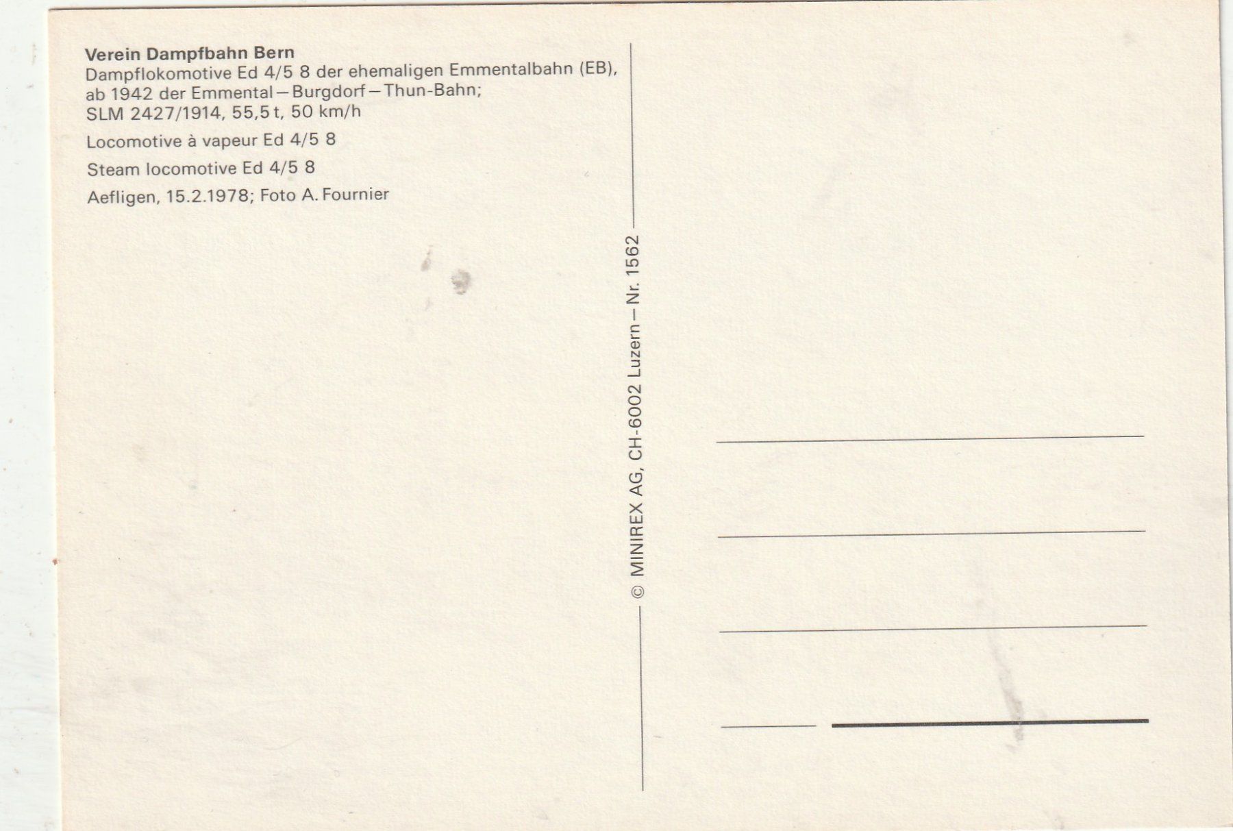 Cartes postales: Alte Dampflokomotive – D'occasion à Lumbrein par made02 1