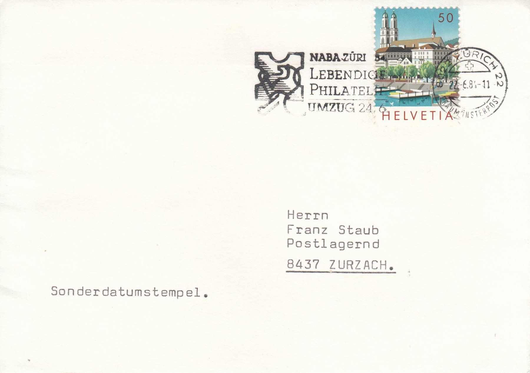 Alle Briefmarken: NABA ZÜRI 84 W63, 2 Belege – Gebraucht aus Spreitenbach von Mustang_1105