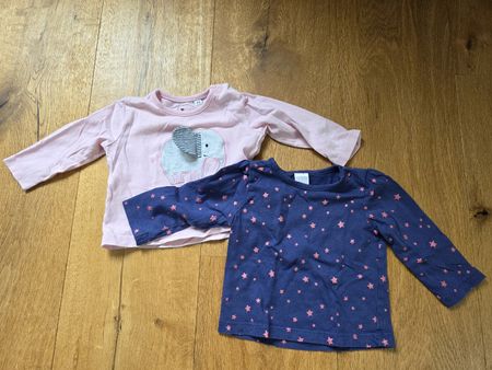2 Langarmshirts, Grösse 62, Baby, Elefant, Sterne, Newborn