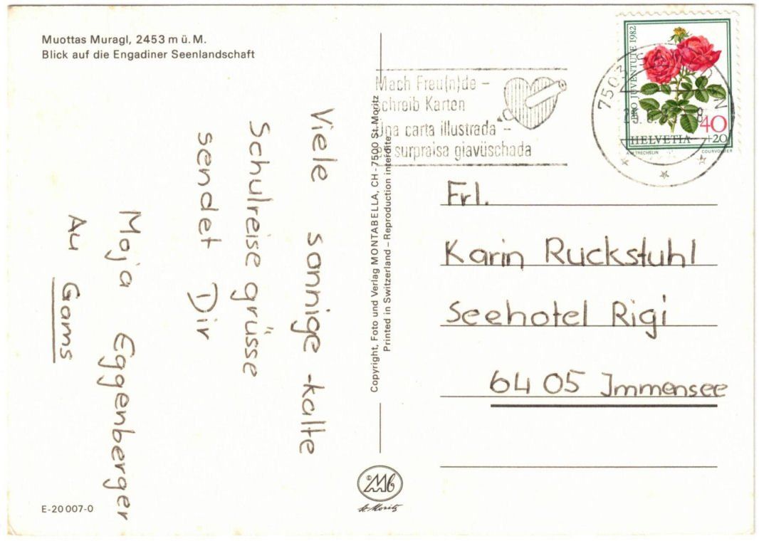 Cartoline postali: St. Moritz - Standseilbahn Muottas Muragl Bergstation – Usato da Binningen venduto da Mountainrider 1
