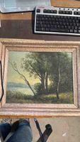 Oelgemaelde Landschaft mit See im Holzrahmen akzeptabel