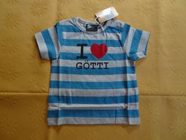 NEUES T'shirt grau-blau "I love Götti" Gr. 62/68 - 260712