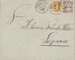1908, 5Rp. Mischfrankatur Tellbub, Ziffermarke,