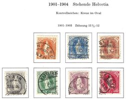 1900/03 Stehende Helvetia 66E-75E ohne 72E gest. ʘ, KP 623