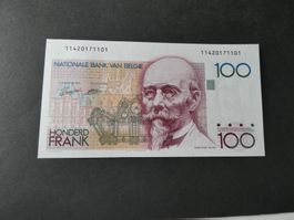 Belgien, 100 Frank   ungefaltet