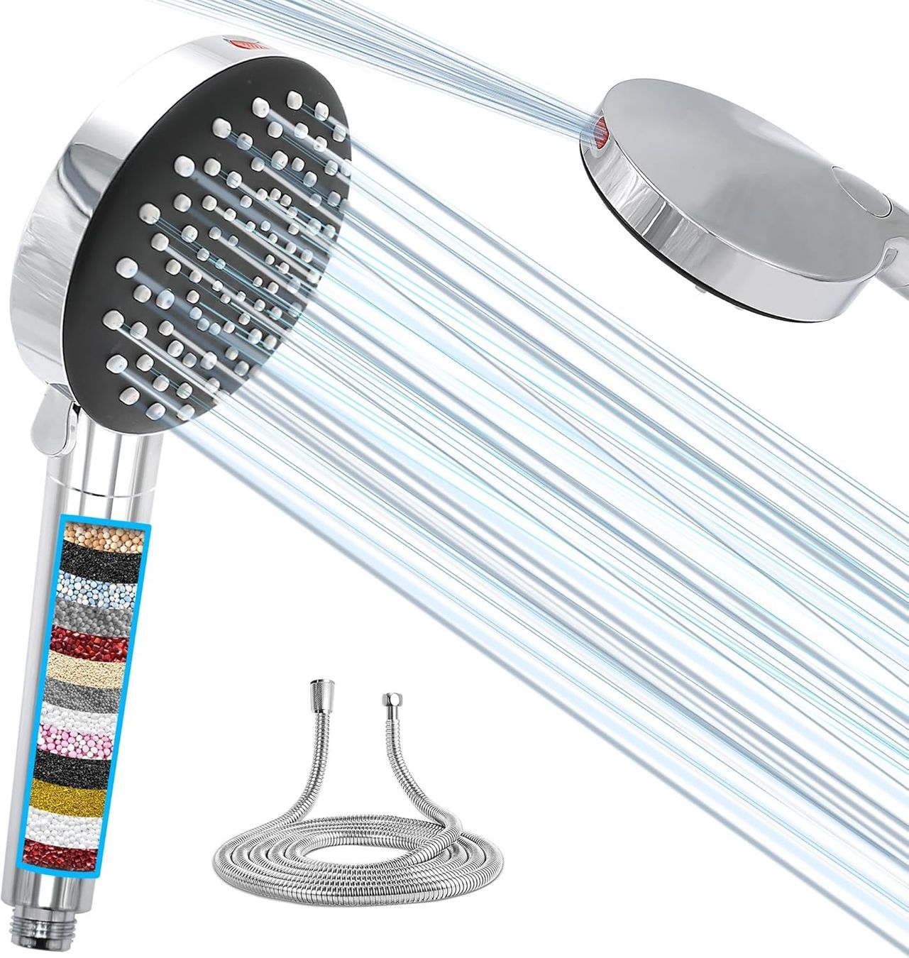 Duschbrausen: Duschkopf Filter 6+1 Strahlarten Schlauch Duschbrause Shower – Neu und originalverpackt aus Hundwil von pak_7zvn