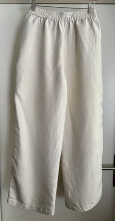White linen trousers elastic waist size S