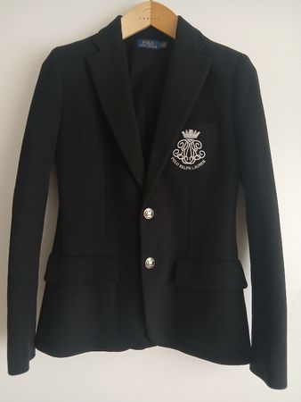 Polo Ralph Lauren Black Blazer Size 2 Embroidered Logo