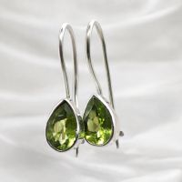 Peridot Ohrhänger Paar Silber Ohrringe 925 Sterlingsilber hv