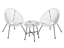 Balkonmöbel Gartenmöbel Set 3-teilig Acapulco Weiss ALUNA