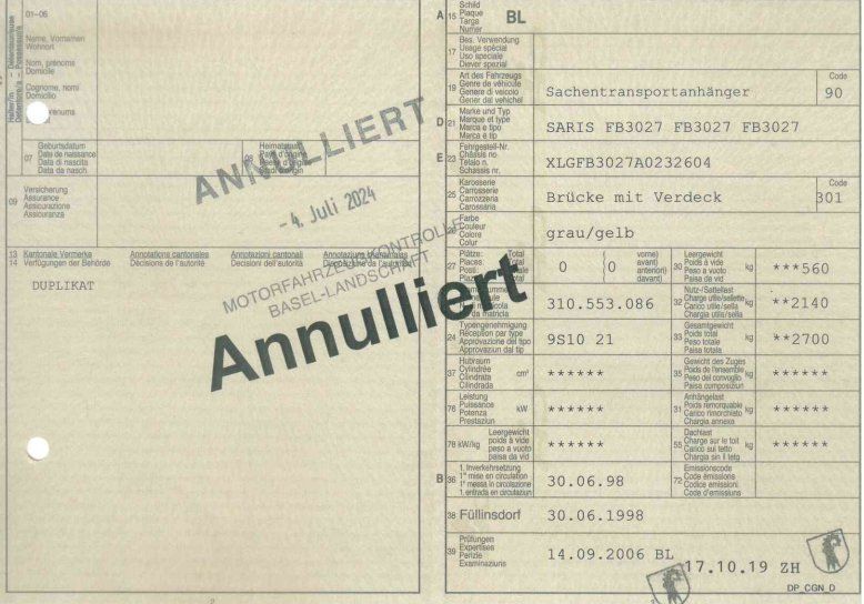 Saris Rimorchi: Anhänger mit Ausweis – Usato da Laufen venduto da FredyR01 9