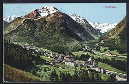 AK Pontresina, Ansicht mit den Bergen