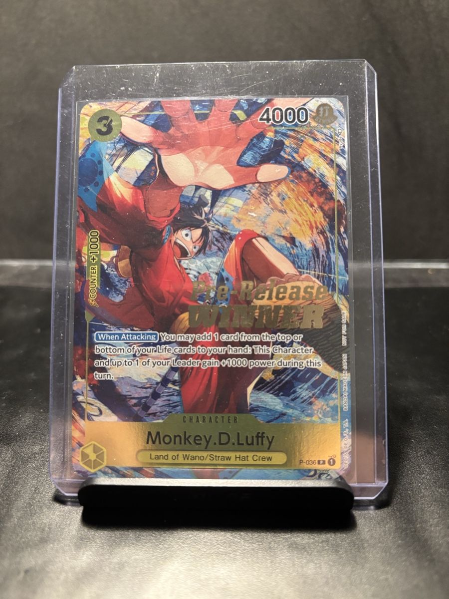 Bandai Carte collezionabili: Monkey D Luffy Promo Pre Release Winner Stamped - P-036 – Nuovo (secondo la descrizione) da Bellinzona venduto da TheCarden