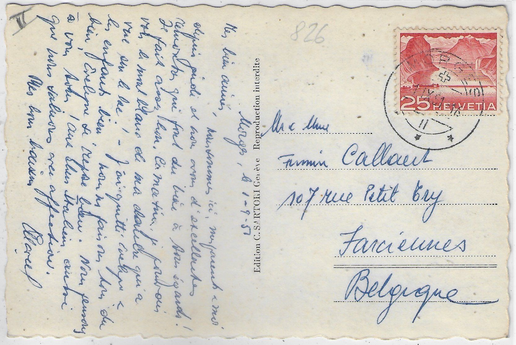 Cartoline postali: Morges - Vue generale et le Mont Blanc – Usato da Ettingen venduto da Kartenplanet 1