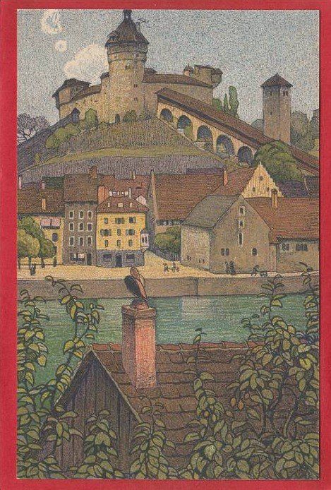 Cartoline postali: SCHAFFHAUSEN, MUNOT, LITHO VON ERNST SCHLATTER – Usato da Grüningen venduto da Kartenlaube