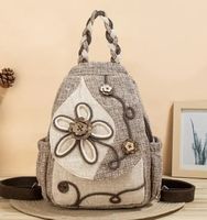 Boho Rucksack Damen – handgewebt, Naturfaser, floral