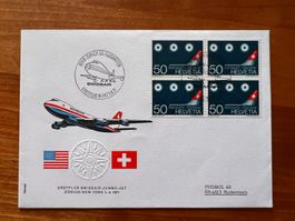 Flugbrief CH Erstflug Viererblock Zürich-New York 1971(R217)