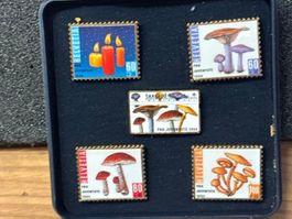 Helvetia Pro Juventute Pin 1994, 5er Set Briefmarkenpins