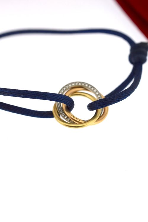 Cartier Trinity bracelet with diamonds on velvet rope (Gebraucht) in ...