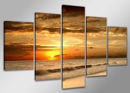 Leinwandbild „Sunset Beach“ – 5-teilig, 200 × 100 cm XXL