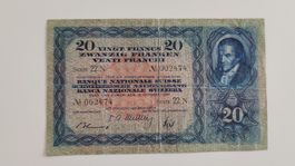 20 Franken 1947, Serie 22N, Banknote Schweiz (LP2)