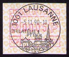 ATM 8A_ET-VO 5.11.90_1001 LAUSANNE PHILATÉLIE PTT_ERSTTAG !