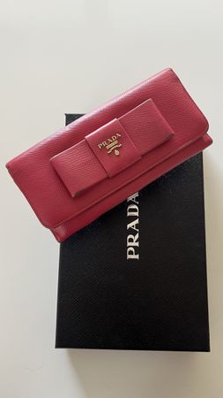 Prada Saffiano Fiocco Hot Pink Peonia Wallet
