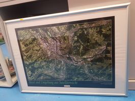 Poster gerahmt Basel und Umgebung aus Satellitensicht