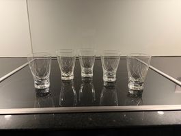 5 Weissweingläser farblos kreuzende Bögen Rosenthal 60er
