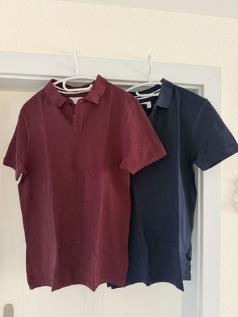 2x PIER ONE Polohemden dunkelblau/burgund Grösse M