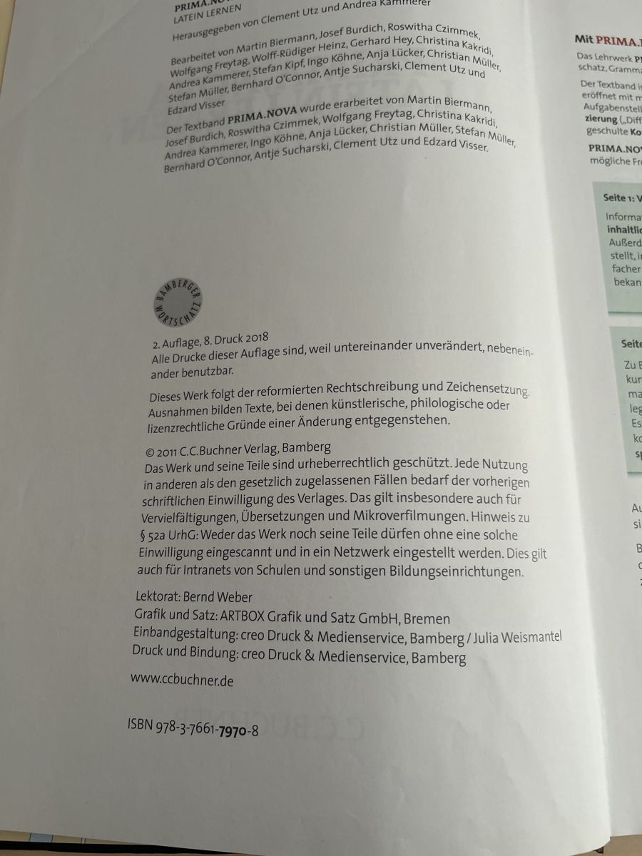 Libri: Prima Nova Latein lernen, Textband – Usato da Aarau venduto da R-O-G-E-R 2