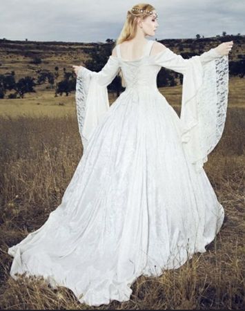 Weisses Kostüm Samtkleid gothic/Mittelalter etc Gr S *neu*