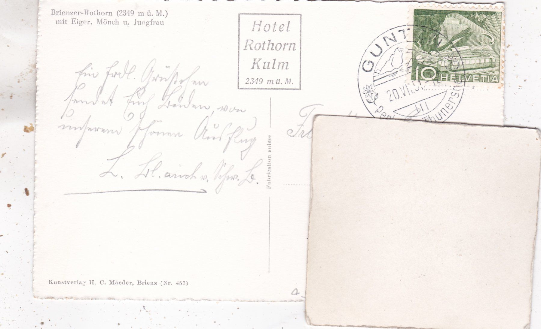 Cartes postales: Bahn Brienzer Rothorn mit Eiger Mönch Jungfrau 1951 – D'occasion à Herisau par Lisegrat2008 1