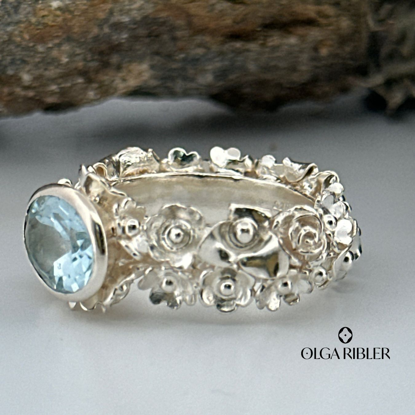 Olga Ribler Anelli: Statement Aquamarin Silber Ring 925 Grösse 53 – Nuovo (secondo la descrizione) da Luzern venduto da Schmuckoutlet