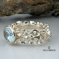 Statement Aquamarin Silber Ring 925 Grösse 53