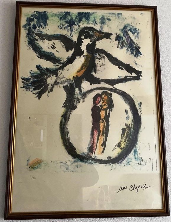 Marc Chagall Lithographie numéroté 27/50 Oiseau et couple (Gebraucht ...