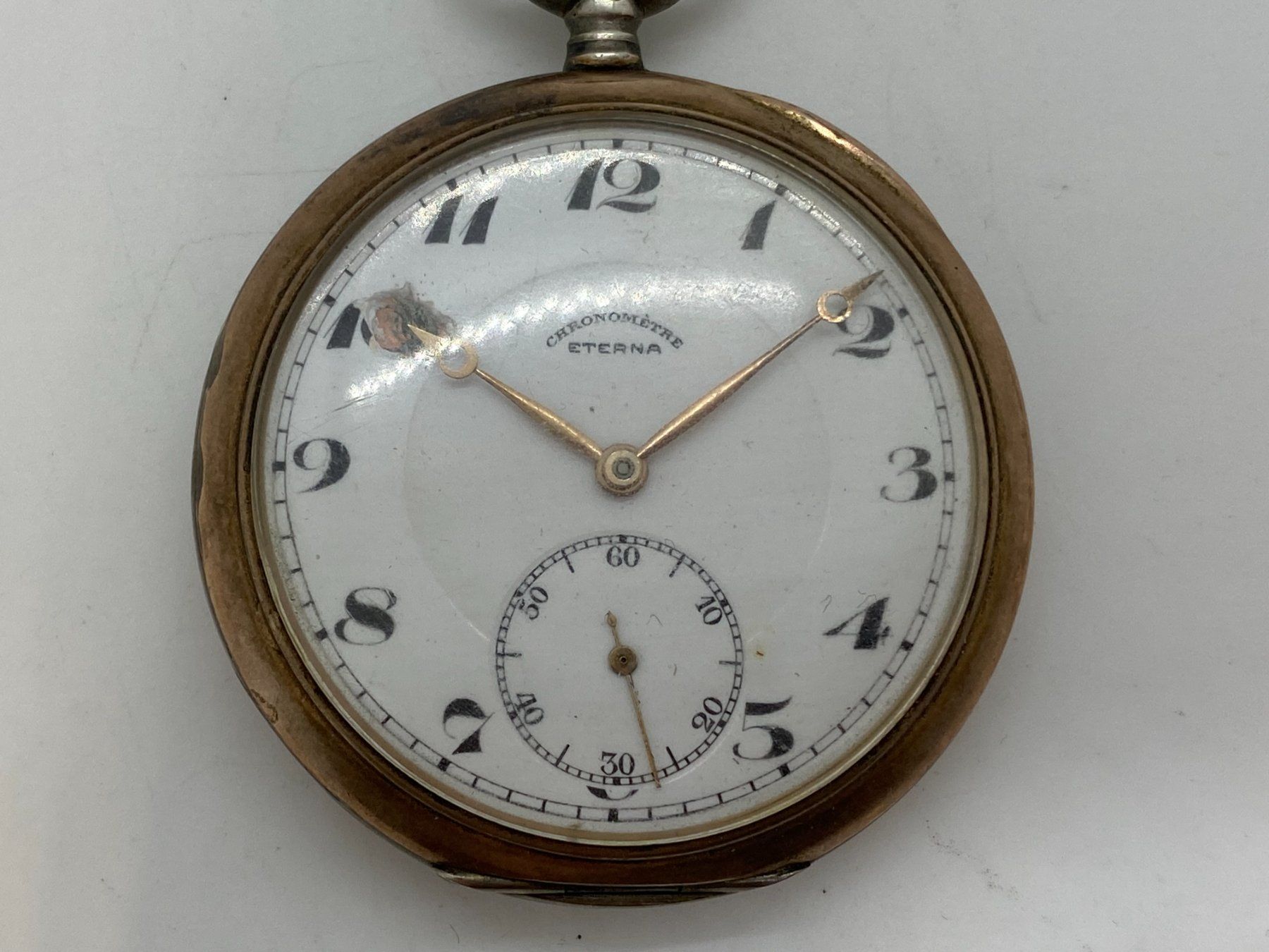 Eterna Uhren: ETERNA Chronometre Taschenuhr 50mm Silber läuft /// E650 – Gebraucht aus Bern von  1