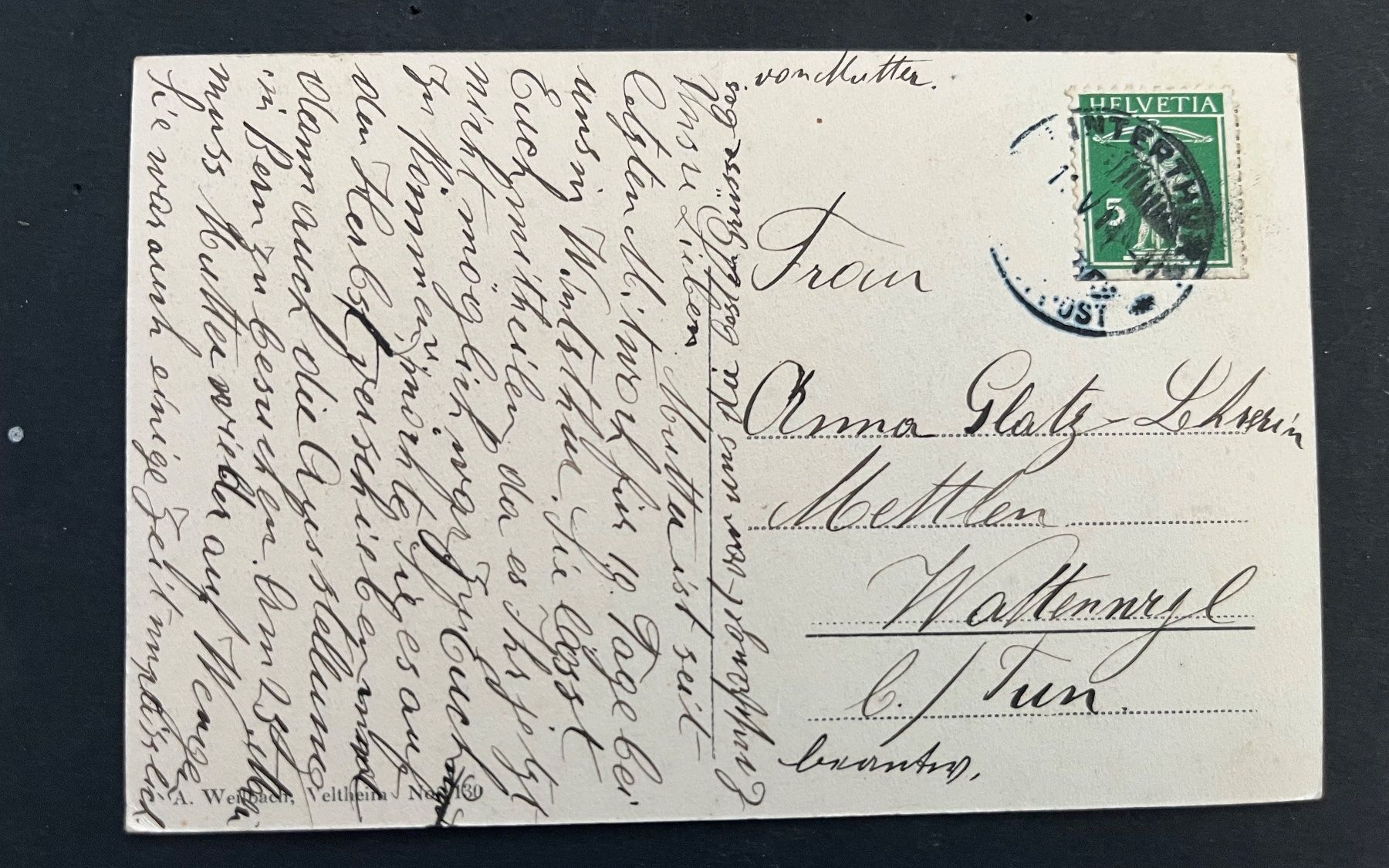 Cartoline postali: Winterthur - Eigenheim Brühlberg, ca. 1920 – Usato da Ostermundigen venduto da DaxKarten-75 1
