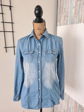 Jeansbluse, hellblau, Gr.M 38