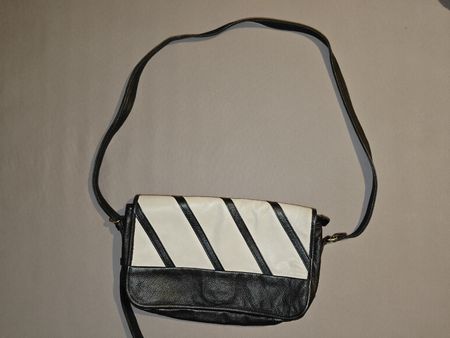 Schwarz weisse Leder Damen Handtasche