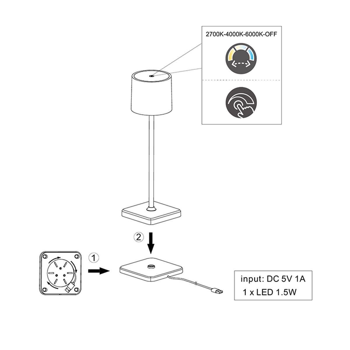 Lampen: LED Aussen Tischleuchte, Akku, IP54 – Neu (gemäss Beschreibung) aus Kreuzlingen von Smart-Light 9