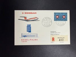Swissair Erstflugbrief Basel-Palma 1971