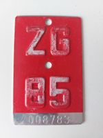 Velonummer ZG 85 plaque Velo