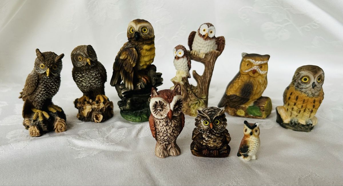 Statuette: 9 Eulen von 2 - 10 cm – Usato da Lengnau AG venduto da Mefari