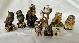 9 Eulen von 2 - 10 cm