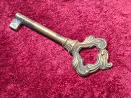 1 Möbel Hohl Schlüssel, 8.2cm, Messing alt (3918#MBS3)