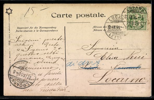 Cartoline postali: AK Lugano, Fontana Bossi, 1904 – Usato da Berlin venduto da bartko-reher 1