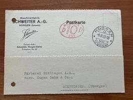 Alte Postkarte 1933 gelocht Horgen  (M272)