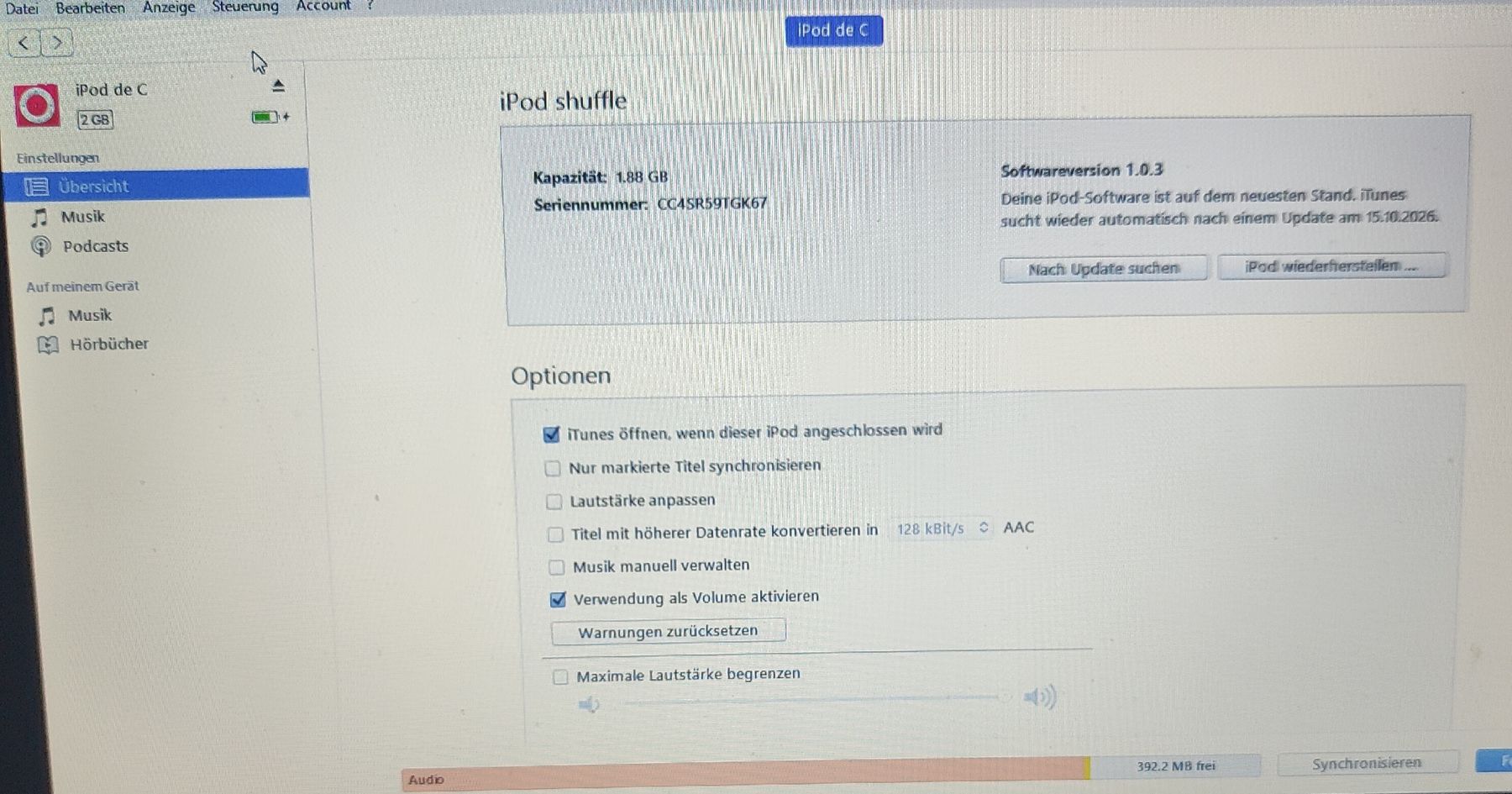 Apple Tragbarer Mediaplayer: iPod Shuffle 4. Grneration, 2GB, Akku top – Gebraucht aus Gümligen von sale3001 2